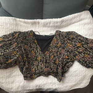 Zara floral crop blouse